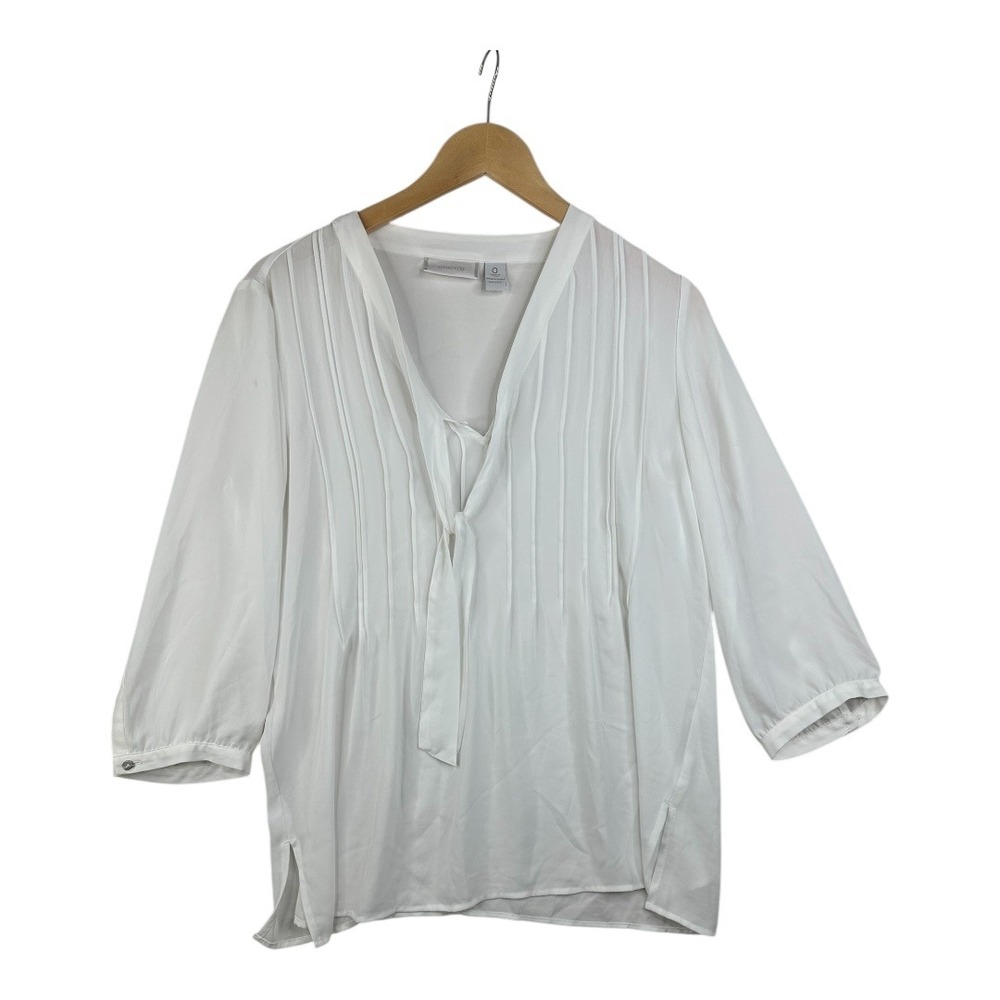 Chico's V-neck Long Sleeve‎ Blouse size 0 Small White
